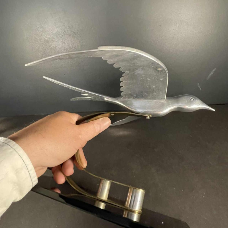 Sculpture Animalière Art Déco " Oiseau " Aluminium / Laiton / Acier, ca 1930s