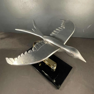 Sculpture Animalière Art Déco " Oiseau " Aluminium / Laiton / Acier, ca 1930s