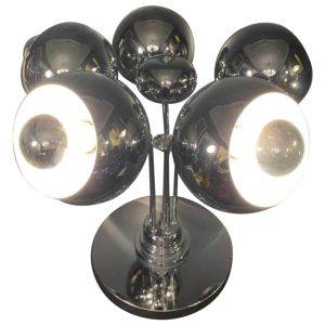 Rare space age "Eyeball" table lamp, chromed steel, 5 light arms, 1970s