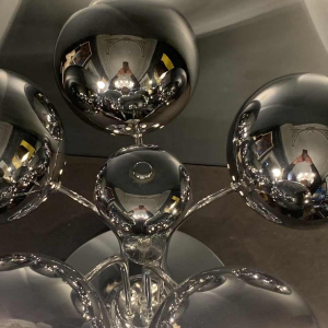 Rare lampe Ã  poser "Eyeball" space age, acier chromÃ©, 5 bras lumiÃ¨res, 1970s