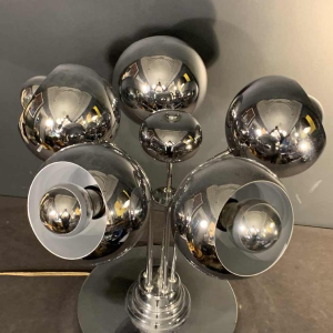 Rare lampe Ã  poser "Eyeball" space age, acier chromÃ©, 5 bras lumiÃ¨res, 1970s