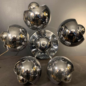 Rare lampe Ã  poser "Eyeball" space age, acier chromÃ©, 5 bras lumiÃ¨res, 1970s