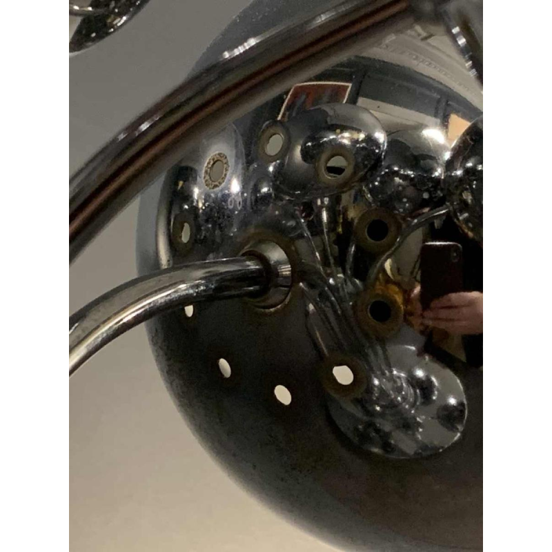 Rare lampe Ã  poser "Eyeball" space age, acier chromÃ©, 5 bras lumiÃ¨res, 1970s