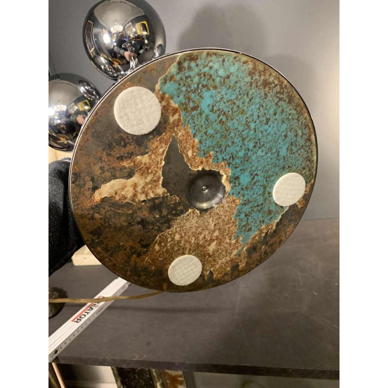 Zeldzame space age "Eyeball" tafellamp, verchroomd staal, 5 lichtarmen, jaren 70