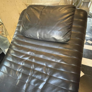 Vintage Leather / Chrome Metal Chaise Longue, Italian Design Lounge Chair 1970