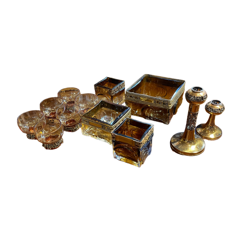 PENTTI SARPANEVA TURUN HOPEA FINLAND for OY KUMELA LTD, glassware set ca 1972