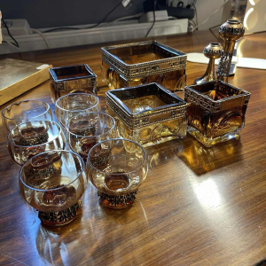 PENTTI SARPANEVA TURUN HOPEA FINLAND voor OY KUMELA LTD, glaswerkset ca 1972