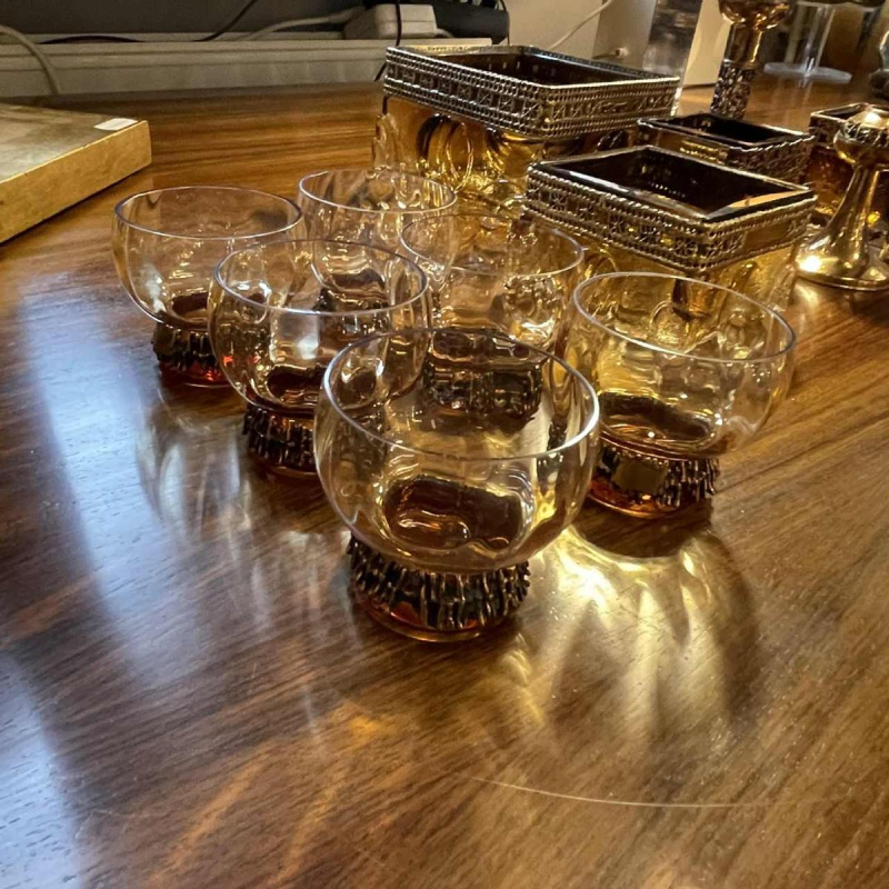 PENTTI SARPANEVA TURUN HOPEA FINLAND pour OY KUMELA LTD set de verreries ca 1972