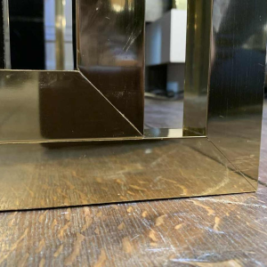 Romeo Rega atributed, Italian Brass Black Dining Table, Design Hollywood Regency