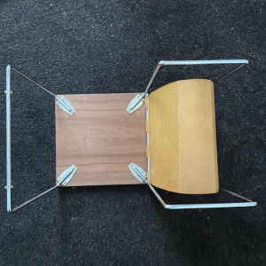 Vintage leather, rosewood, chromed steel side table / newspaper rack, ca 1970