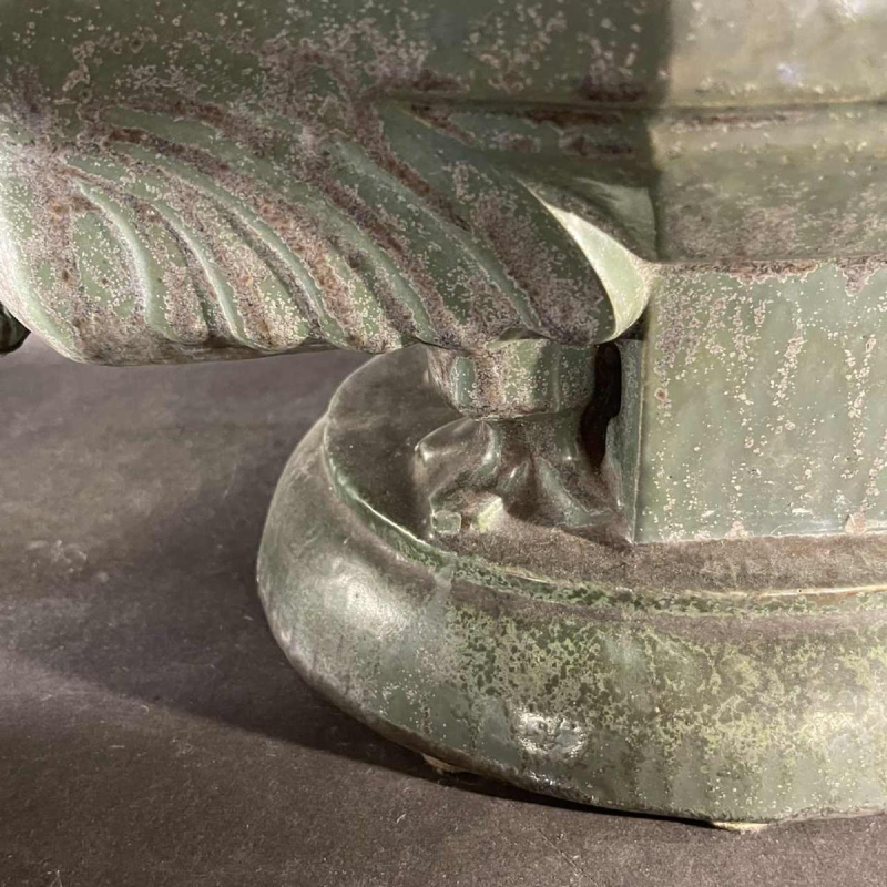 ROGER GUERIN, pelikaan plantenbak, Bouffioulx steengoed, Art Deco sculptuur 1925