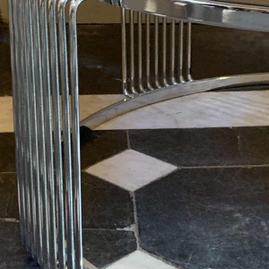 Ronde Verchroomde Stalen Salontafel, Italiaans Design, Vintage 1970s