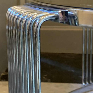 Round Chromed Steel Coffee Table, Italian Design, Vintage 1970s