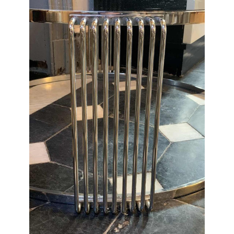 Round Chromed Steel Coffee Table, Italian Design, Vintage 1970s