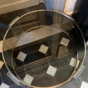 Table Basse / Salon Ronde Acier ChromÃ© Verre FumÃ©, Design Italien, Vintage.1970s