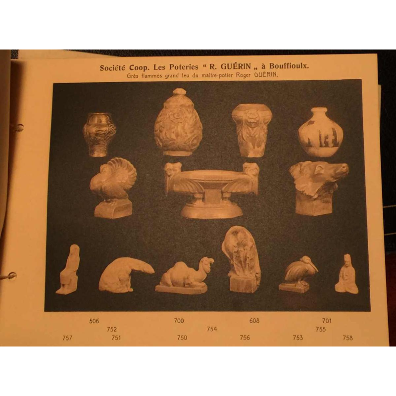 ROGER GUERIN, pelikaan plantenbak, Bouffioulx steengoed, Art Deco sculptuur 1925