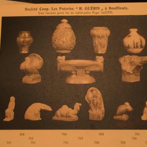 ROGER GUERIN, jardinière pélicans, grès de Bouffioulx sculpture Art Déco 1925