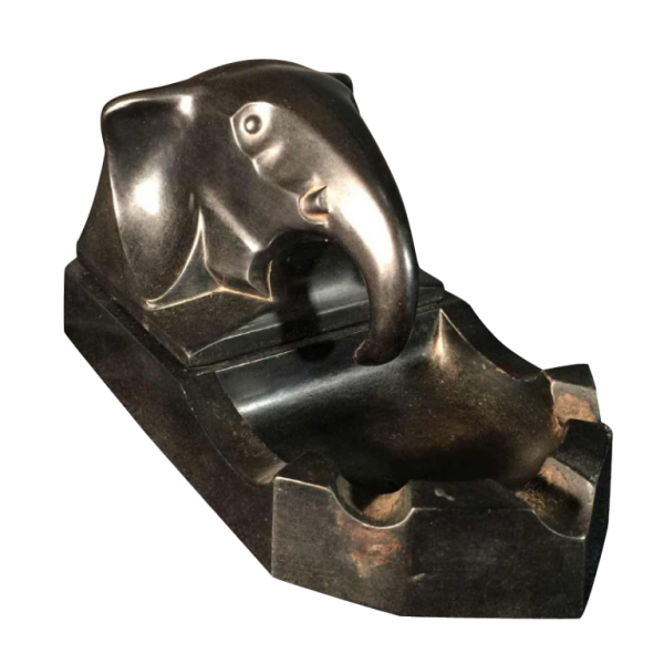 Art Deco GUMMON bakeliet olifant, kantoor set / asbak, omstreeks 1925