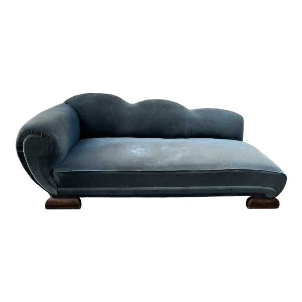 Re´camier me´ridienne chaise longue canapé Art De´co ca 1930, velours à nettoyer ou remplacer