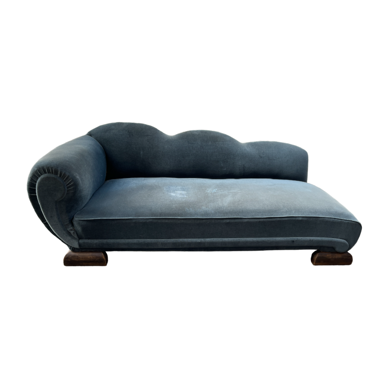 ReÂ´camier meÂ´ridienne chaise longue canapÃ© Art DeÂ´co ca 1930, velours Ã  nettoyer ou remplacer
