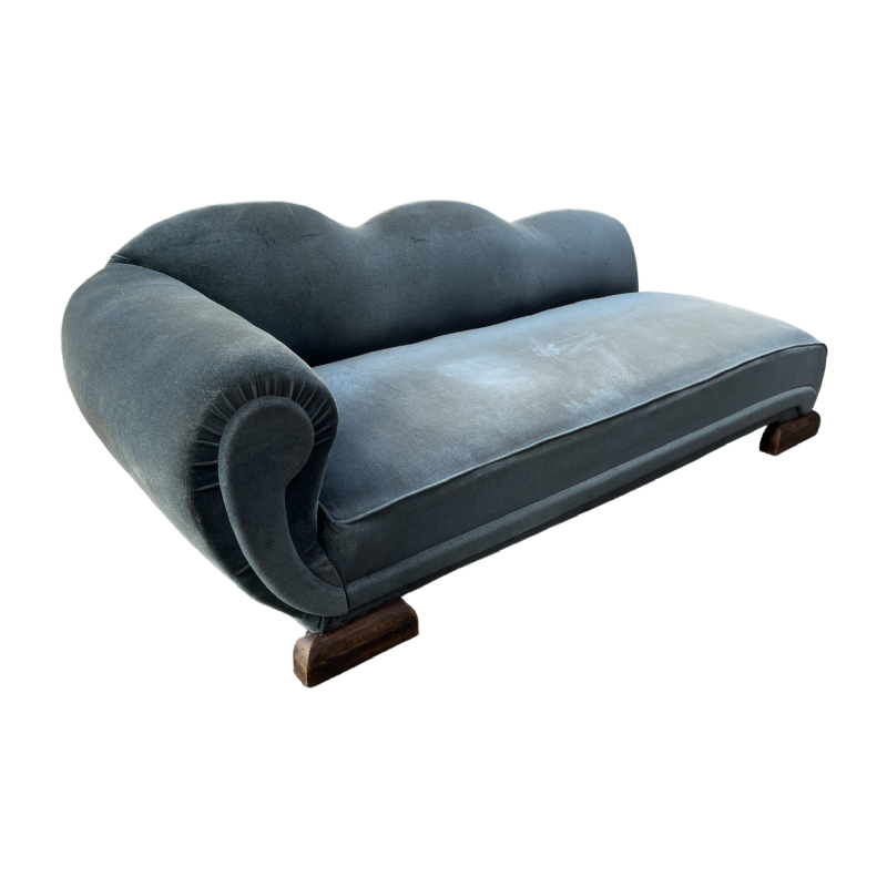 Recamier Lounge Chair Art Deco, fluweel te restaureren / opvullen / wassen 1930