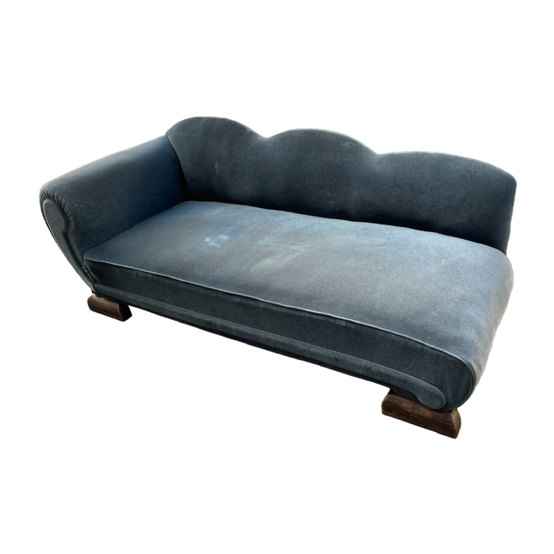 ReÂ´camier meÂ´ridienne chaise longue canapÃ© Art DeÂ´co ca 1930, velours Ã  nettoyer ou remplacer