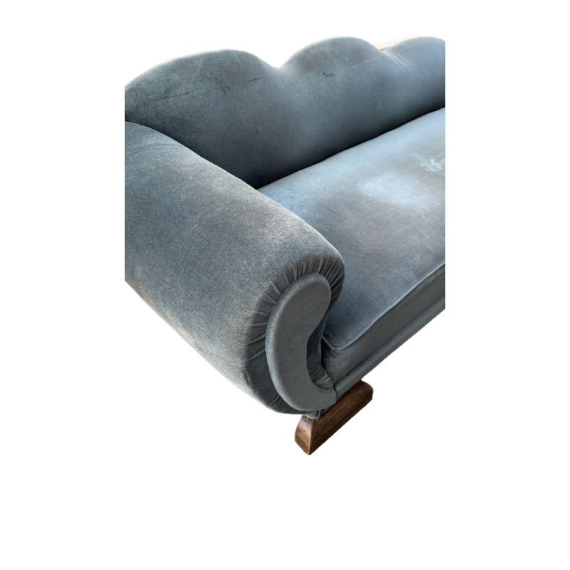 Recamier Lounge Chair Sofa Art Deco, velvet to restore / refill / wash, ca 1930