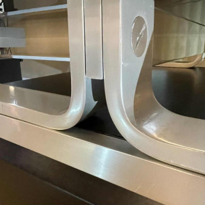 WALTER & MORETTI, Stamped Modernist Design Desk, Brushed Aluminium, 1970s