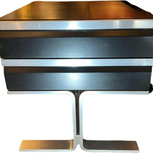 WALTER & MORETTI, Stamped Modernist Design Desk, Brushed Aluminium, 1970s