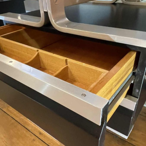 WALTER & MORETTI, Stamped Modernist Design Desk, Brushed Aluminium, 1970s