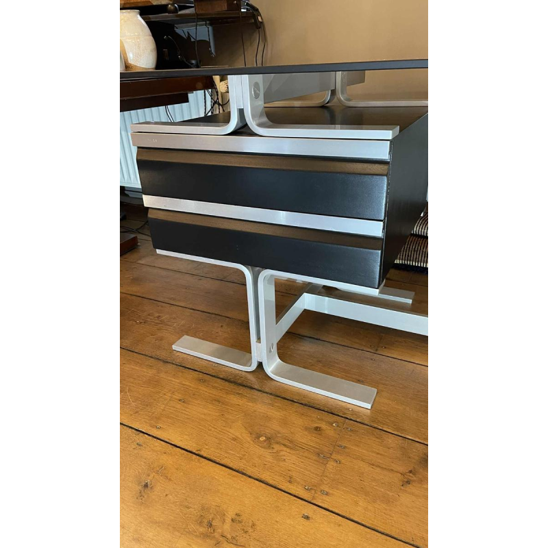 WALTER & MORETTI, Bureau Design Moderniste Estampille´, Aluminium Brosse´, 1970s