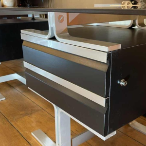 WALTER & MORETTI, Stamped Modernist Design Desk, Brushed Aluminium, 1970s