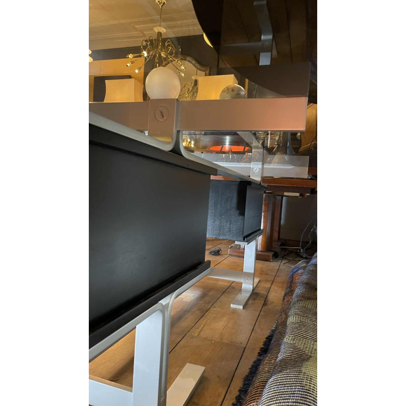 WALTER & MORETTI, Stamped Modernist Design Desk, Brushed Aluminium, 1970s