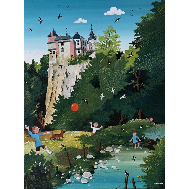 Marie-Louise BATARDY (1943-): « Enfants qui jouent et le château de Modave »