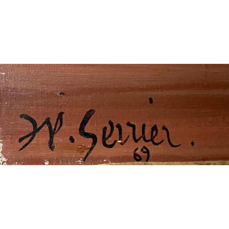 Jean-Pierre Serrier 'La femme dominante' surrealistisch schilderij, olieverf op doek, 1969