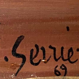 Jean-Pierre Serrier 'La femme dominante' surrealistisch schilderij, olieverf op doek, 1969