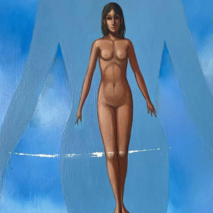 Jean-Pierre Serrier 'La femme dominante' tableau surréaliste, huile sur toile, 1969