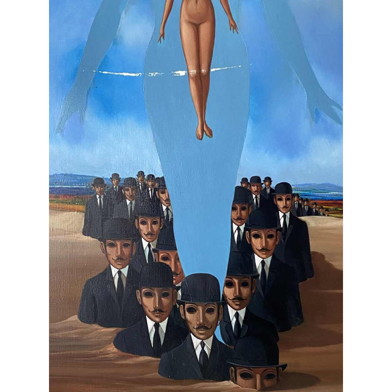 Jean-Pierre Serrier La femme dominante surrealist painting, oil on canvas, 1969