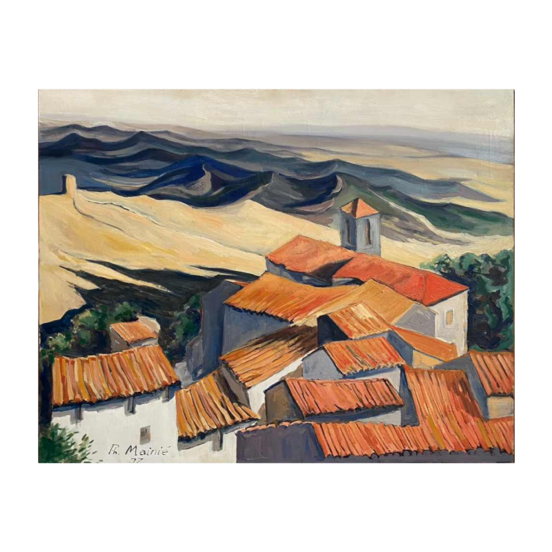 Philippe MAINIE, tableau paysage, huile sur toile, 1977