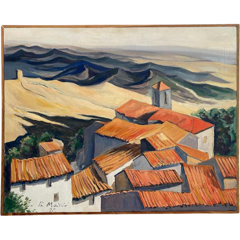 Philippe MAINIE, tableau paysage, huile sur toile, 1977