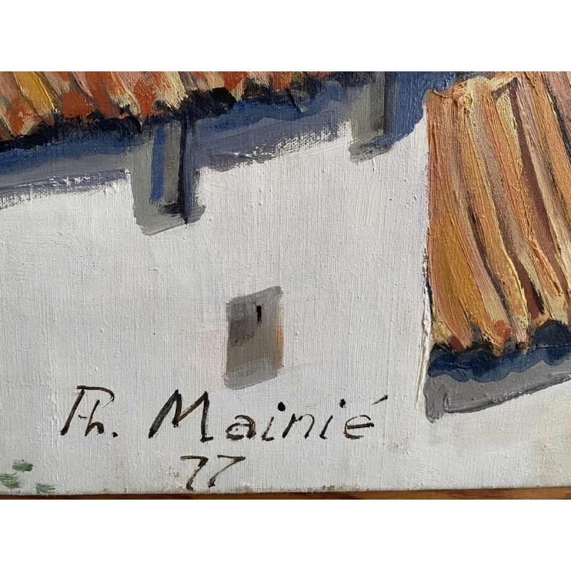 Philippe MAINIE, landschap schilderij, olieverf op doek, 1977