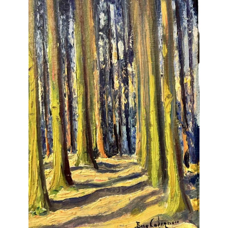 Eugène COLIGNON : « sous-bois » peinture huile sur toile