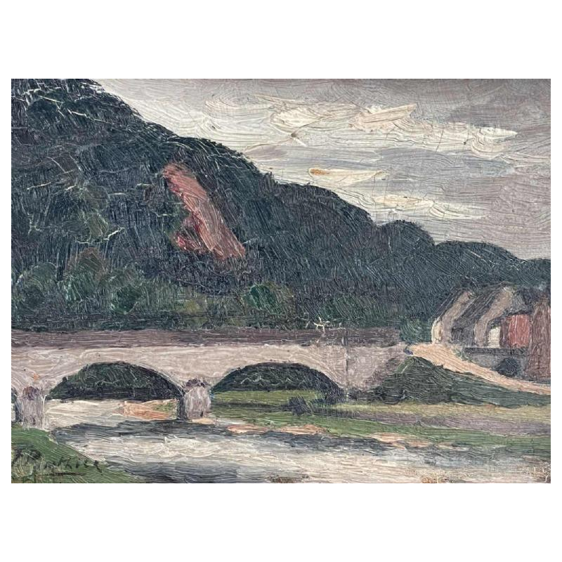 Fernand PONTHIER (1885-1952): « Le pont de Hamoir mai 1926 »