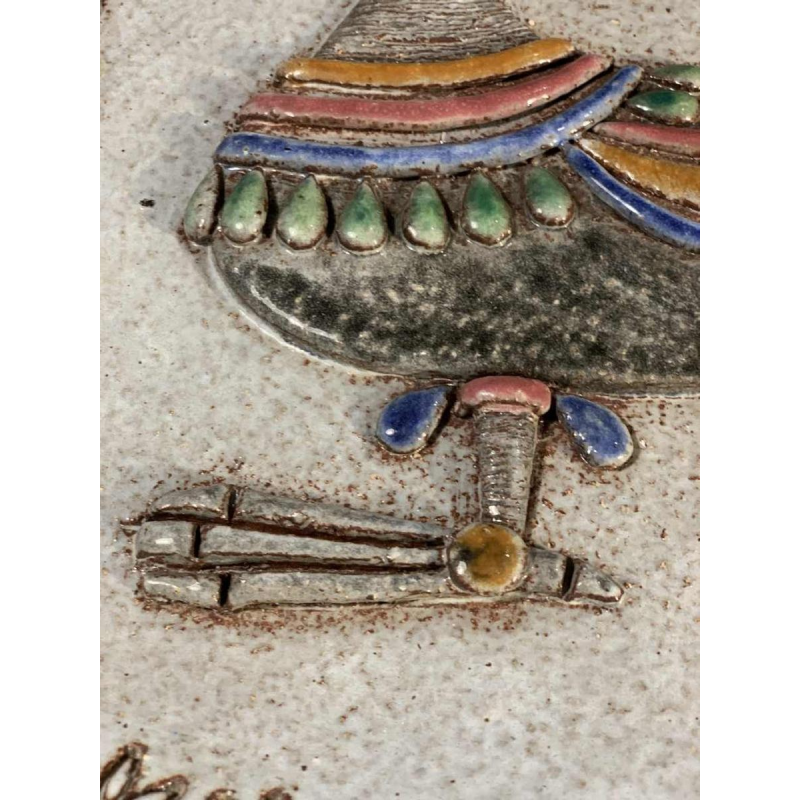 M.H. BATAILLE voor DOUR, grote keramische schaal " Fantastische Vogel ", ca 1960