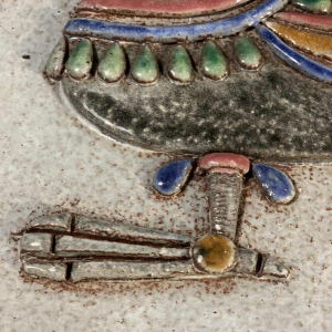 M.H. BATAILLE pour DOUR, large ceramic dish " Fantastic Bird ", ca 1960