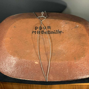 M.H. BATAILLE pour DOUR, large ceramic dish " Fantastic Bird ", ca 1960