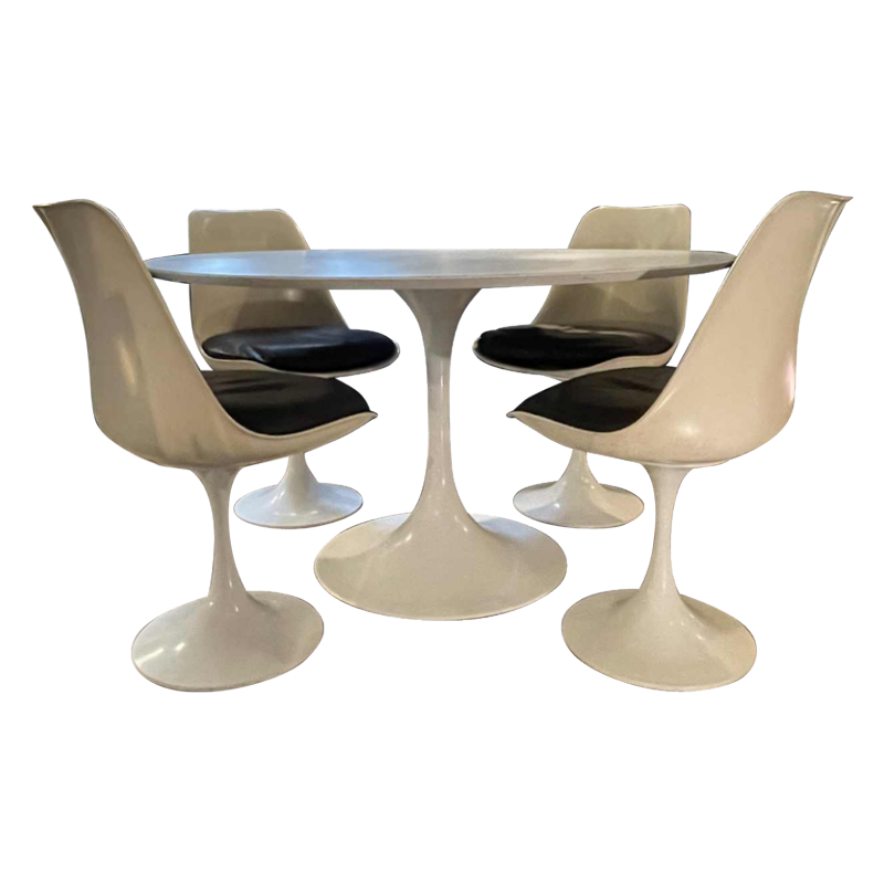 Ensemble Table Ronde et 4 Chaises " Tulipe ", Qualité Top, Knoll ?, 1960/70s