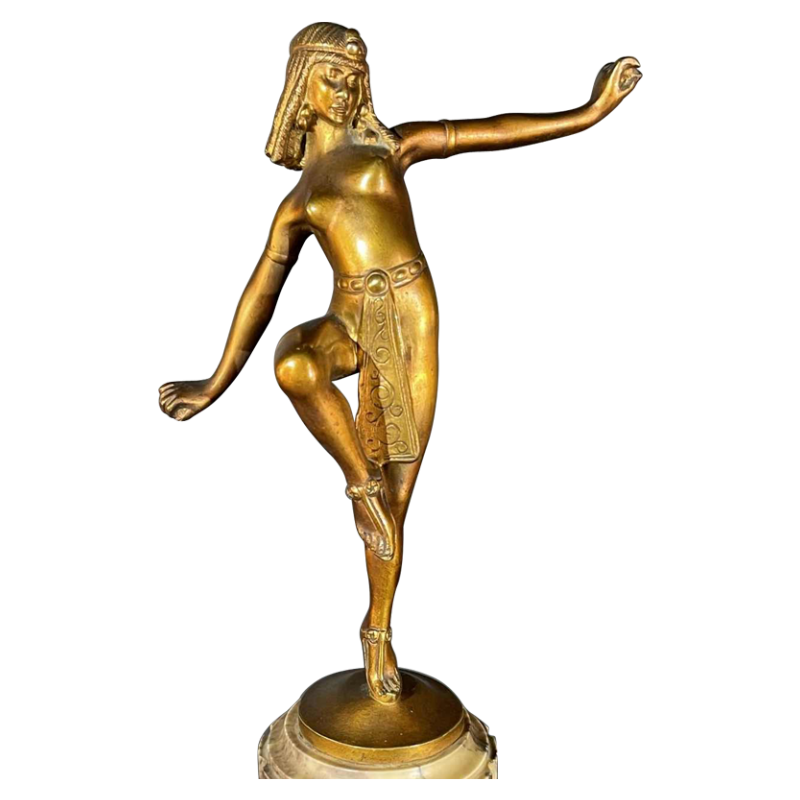 ALONZO, Danseuse Egyptienne Sculpture Cléopâtre Art De´co Femme Nue Bronze, 1920