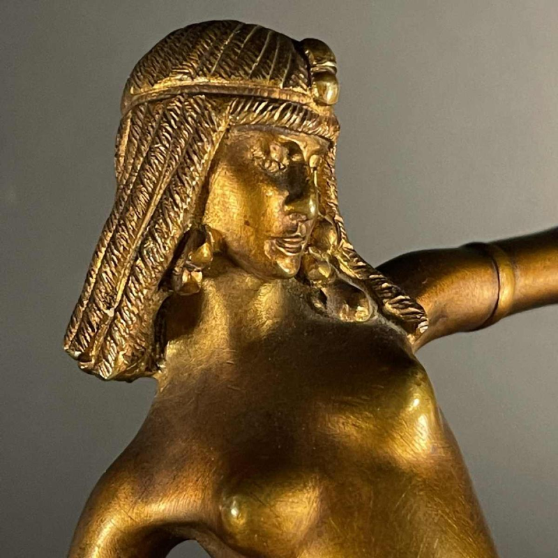 ALONZO, Danseuse Egyptienne Sculpture Cléopâtre Art De´co Femme Nue Bronze, 1920