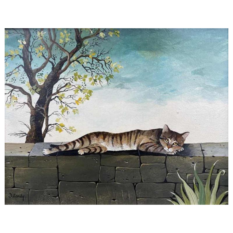 Marie-Louise Batardy (1943-) « Patience sur le mur » hst 24x30 cm